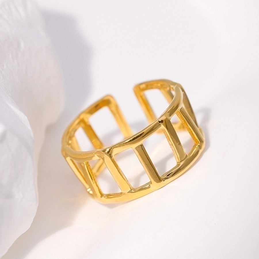 Modern Reticulated 18K Gold Plated Open Ring