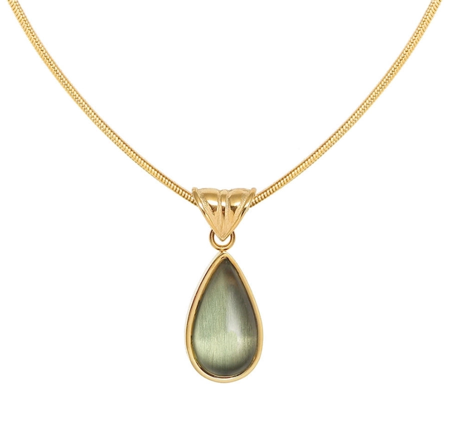 18K Gold Plated Simple Style Water Droplets Stone Necklace