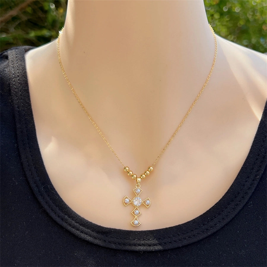 18K Gold Plated Cross Pendant Necklace