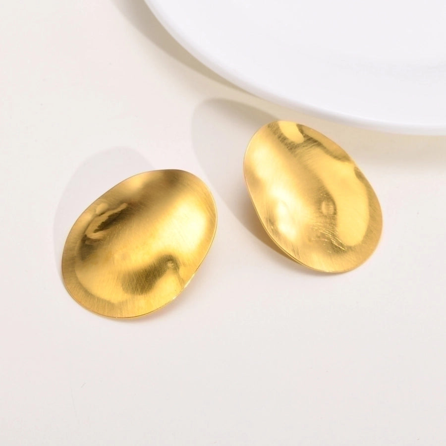 Oval Plating 18K Gold Plated Ear Studs