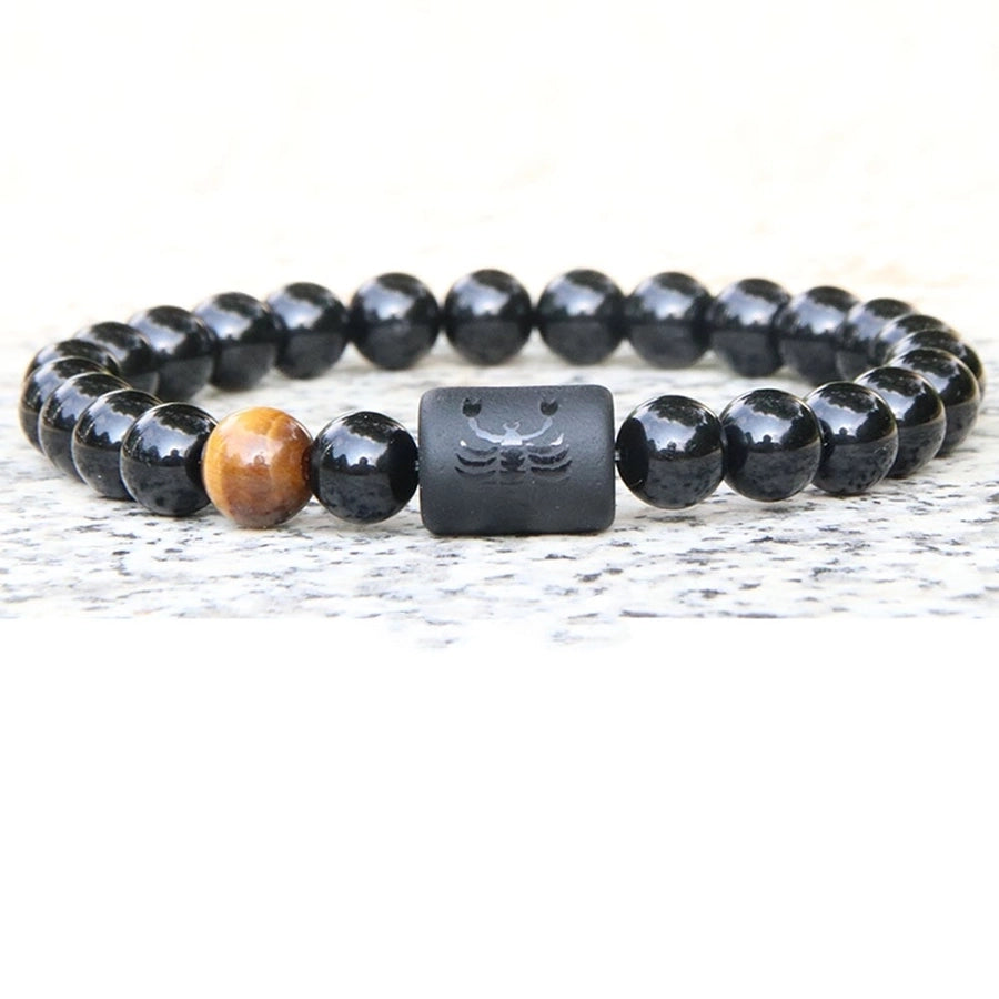 Astrological signs natural stone beaded carving bracelets