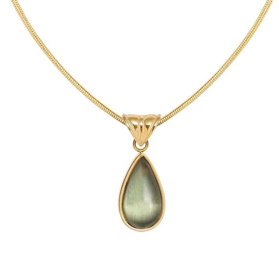 18K Gold Plated Simple Style Water Droplets Stone Necklace