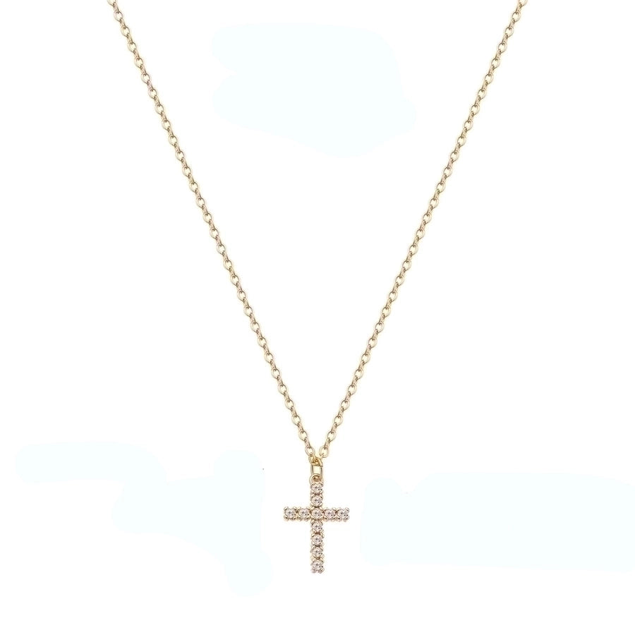 Elegant Cross Zircon Pendant Necklace