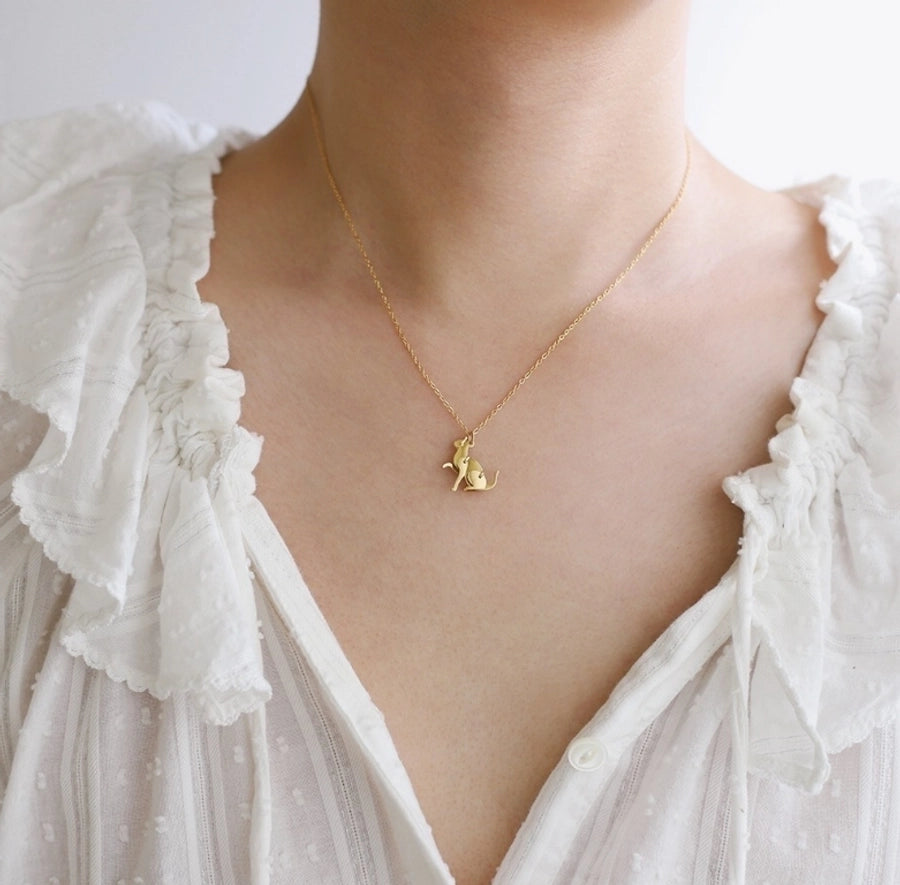 Simple Gold Cat Pendant/Dog Pendant Necklace