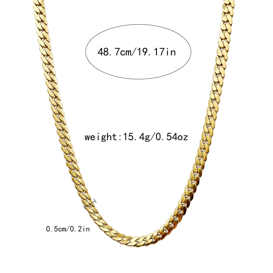 Classic 14K Gold Plated Rectangle Chain Choker Necklace