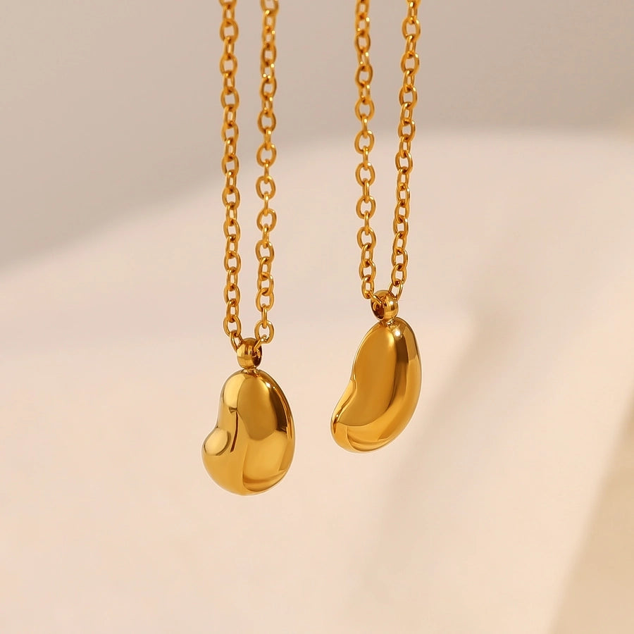 French Style 18K Gold Plated Coffee Beans Pea Pendant Necklace