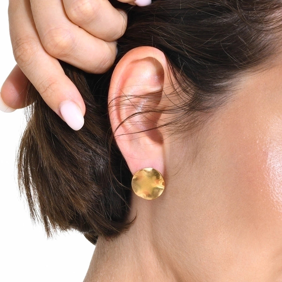 Oval Plating 18K Gold Plated Ear Studs