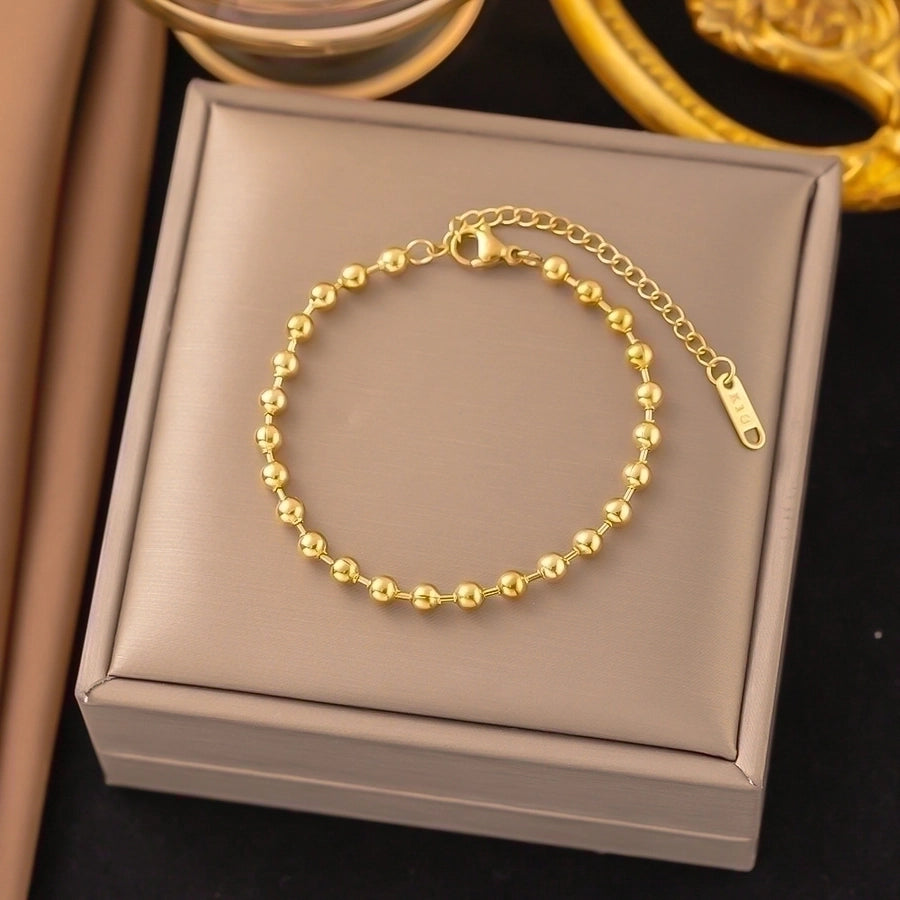 18K Gold Plated Trendy Heart Grain Bracelet Set