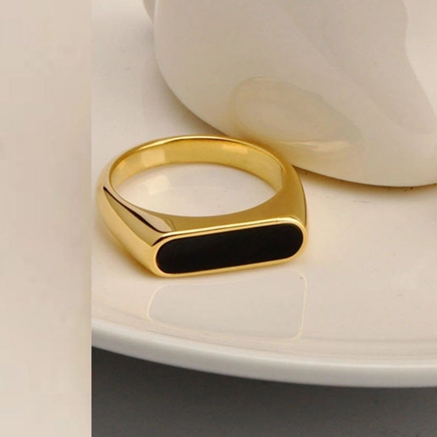 Jewelry Simple Style Geometric Titanium Steel Shell 18K Gold Plated Plating Inlay Rings