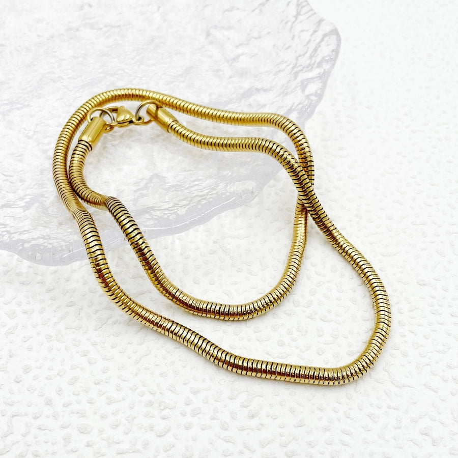 Classic 14K Gold Plated Rectangle Chain Choker Necklace