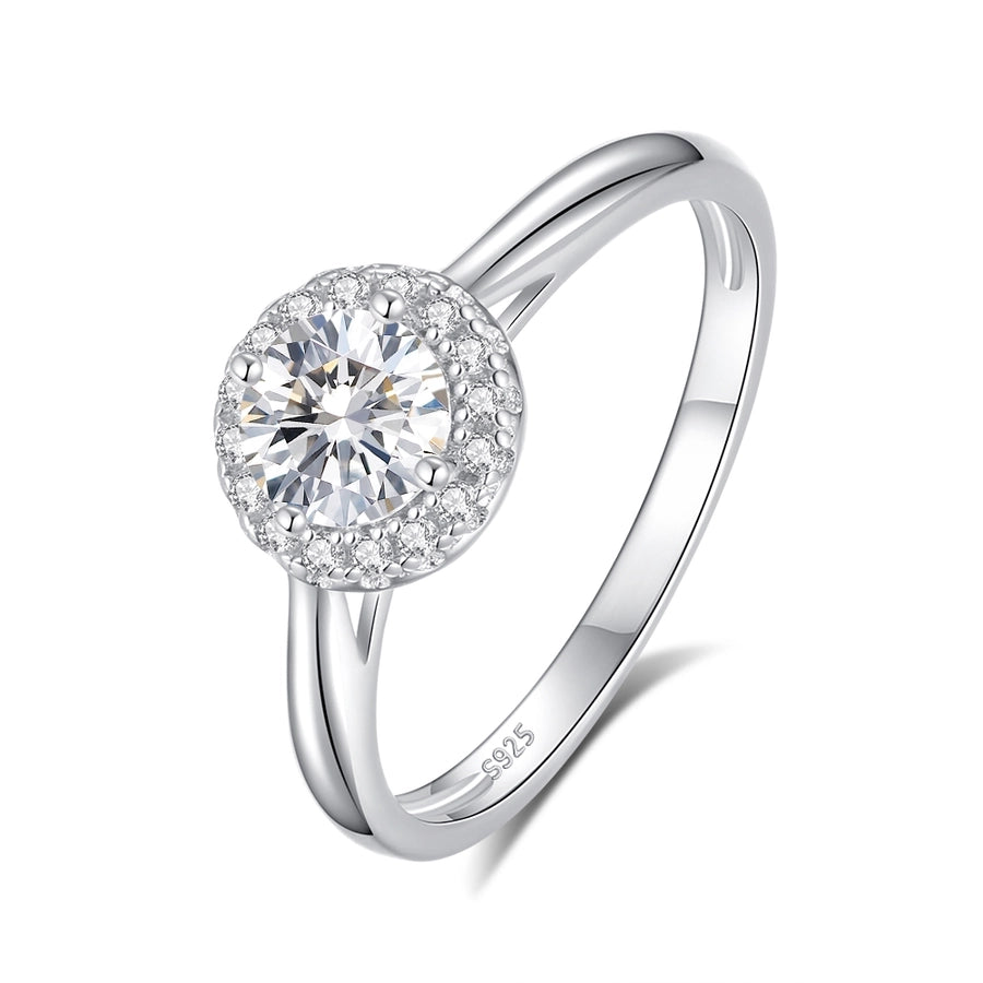 925 Sterling Silver Moissanite Zircon Round Open Rings