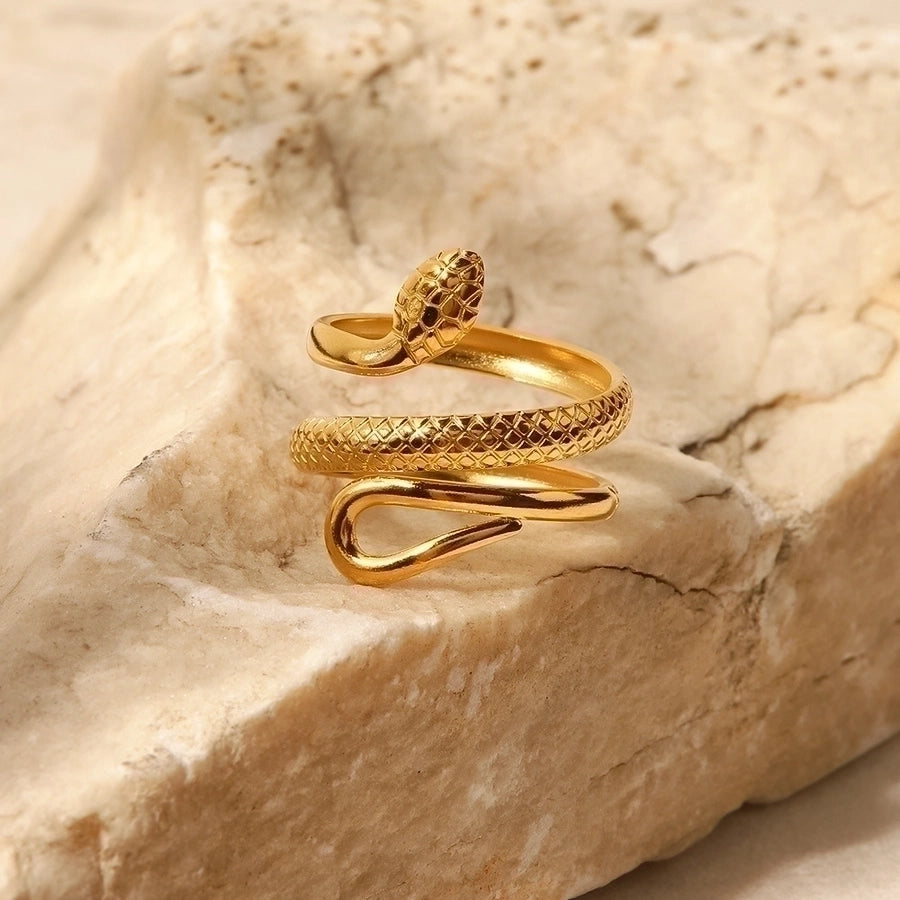 Jewelry Fashion Snake 304 Stainless Steel 18K Gold Plated Plating Open Ring