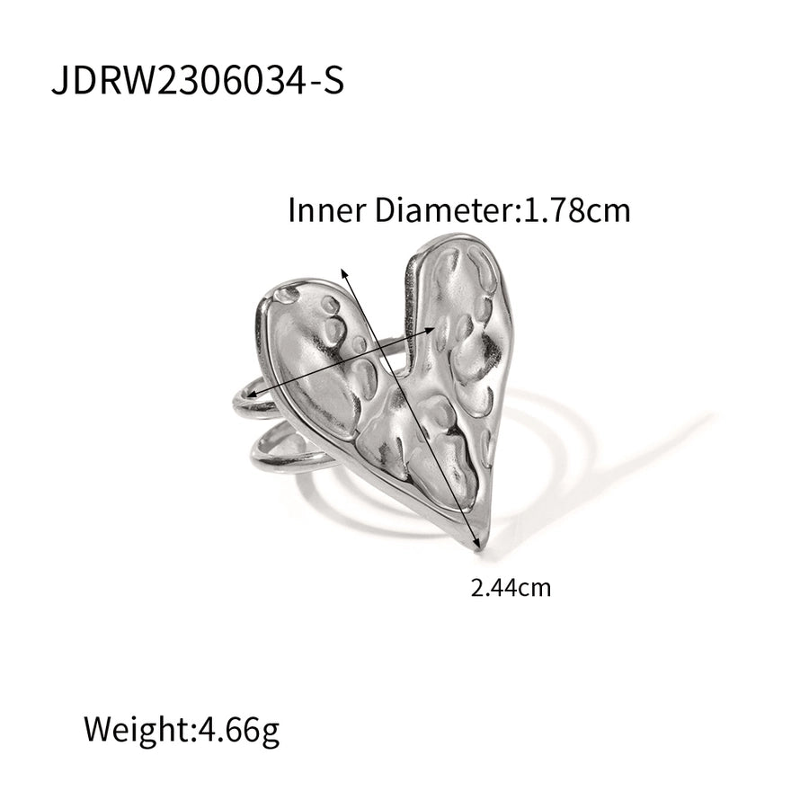 Jewelry IG Style Heart Shape 304 Stainless Steel Plating Open Rings