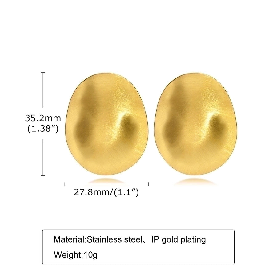 Oval Plating 18K Gold Plated Ear Studs