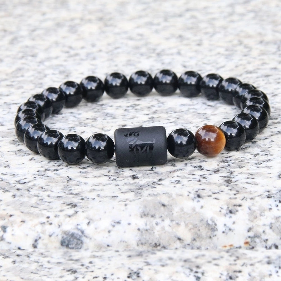 Astrological signs natural stone beaded carving bracelets