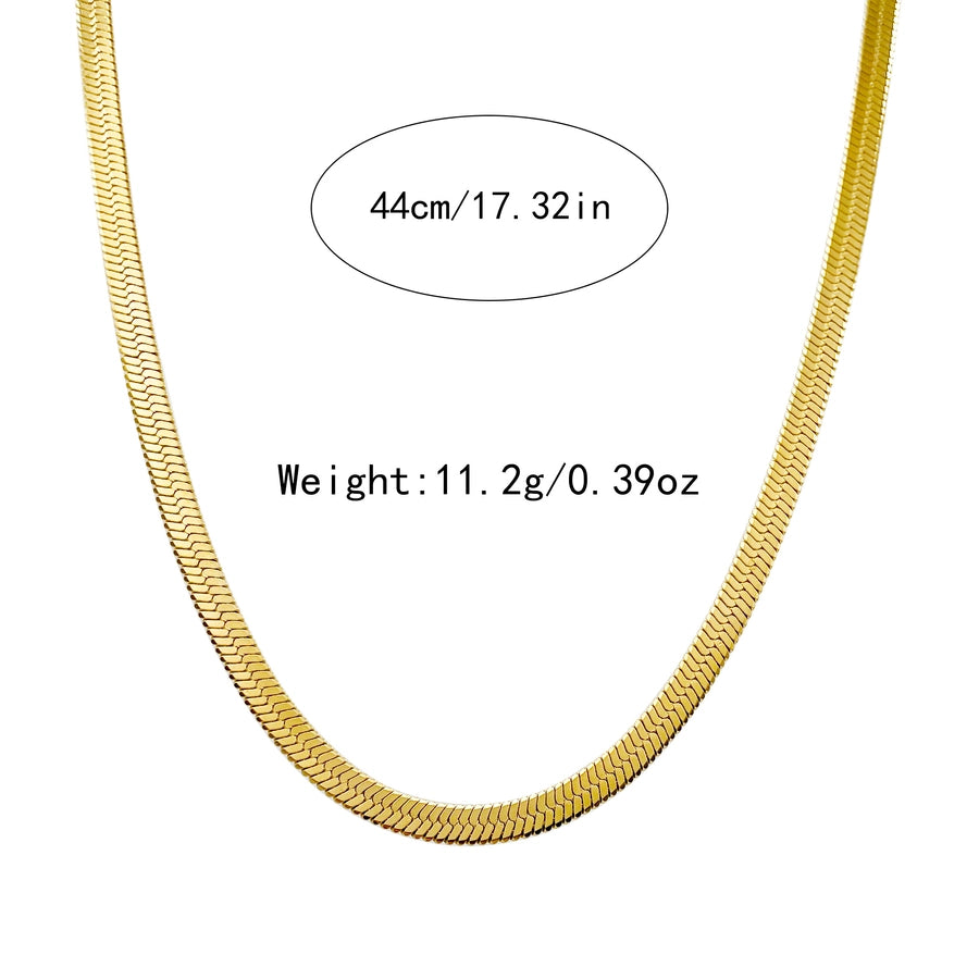 Classic 14K Gold Plated Rectangle Chain Choker Necklace