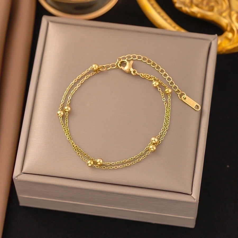 18K Gold Plated Trendy Heart Grain Bracelet Set