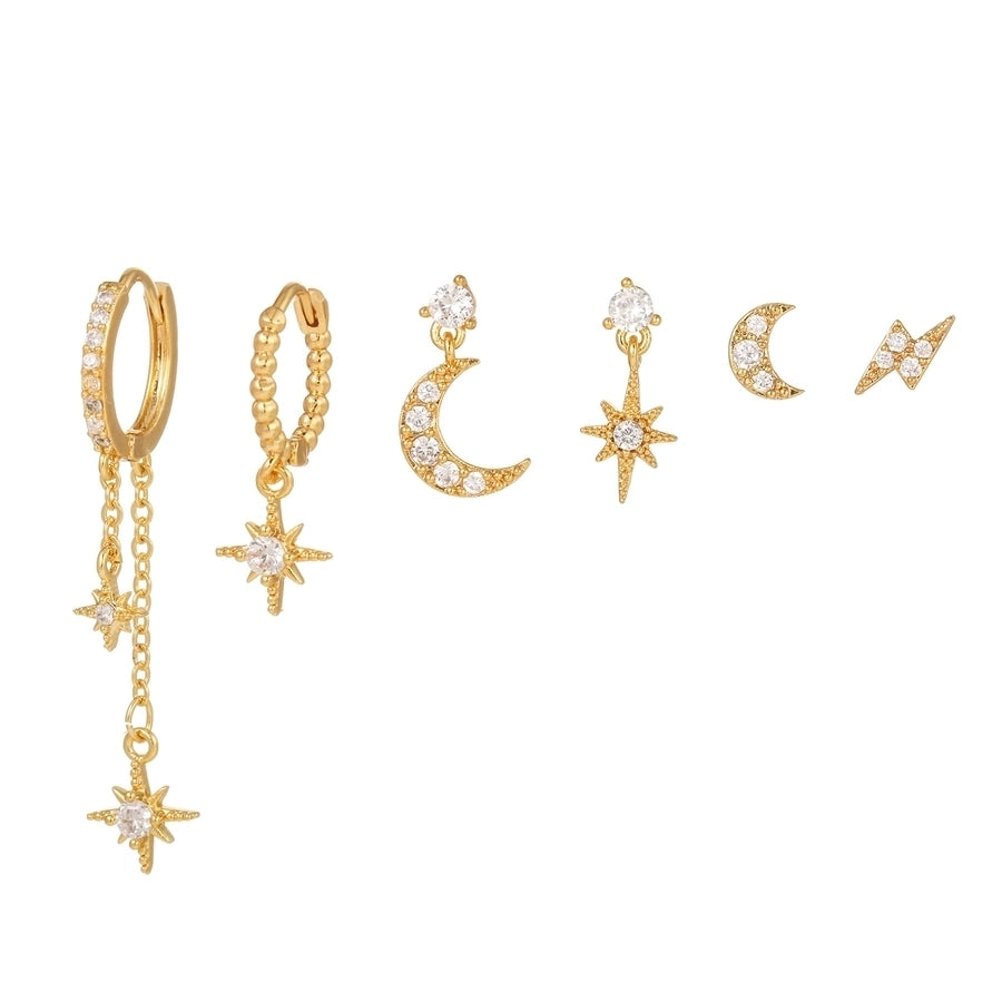 6 Pieces Star Moon Celestial Sparkle Earrings