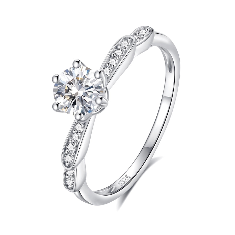 925 Sterling Silver Moissanite Zircon O-Shape Open Rings