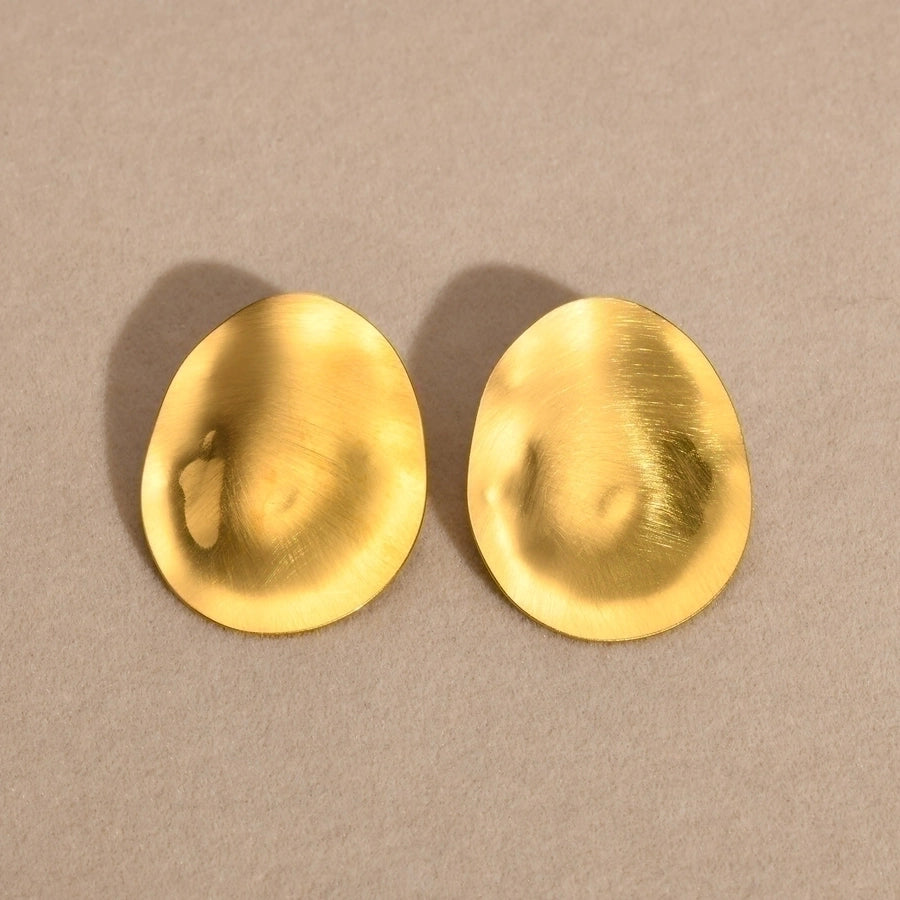 Oval Plating 18K Gold Plated Ear Studs