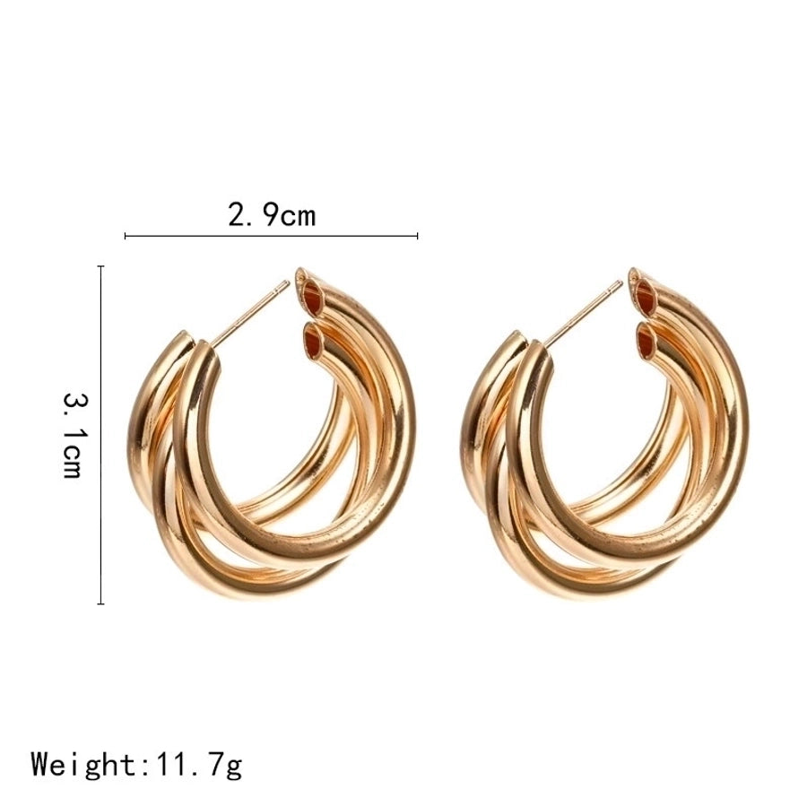 simple multi-layered c-shaped alloy hoop earrings nhpf147199