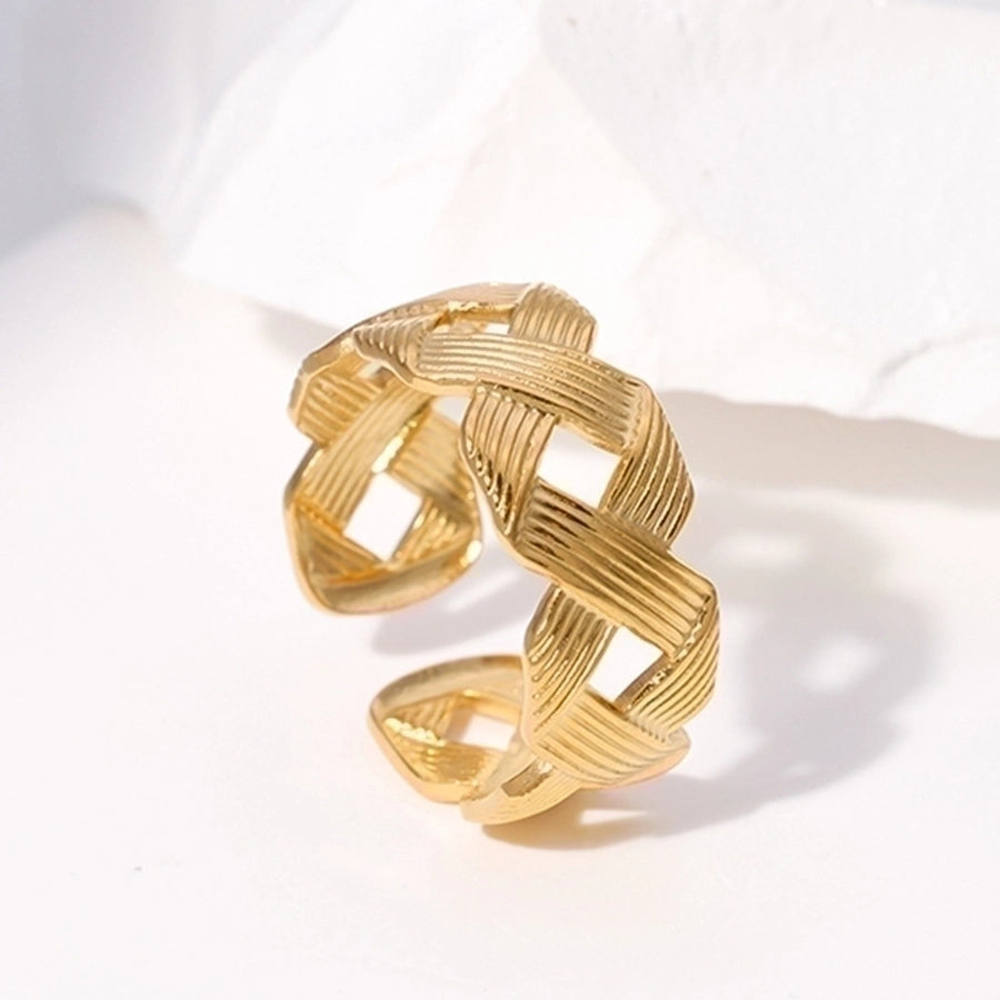 Modern Reticulated 18K Gold Plated Open Ring