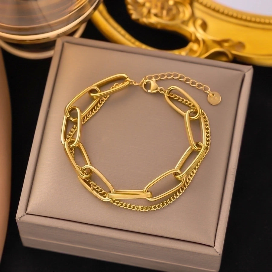 18K Gold Plated Trendy Heart Grain Bracelet Set