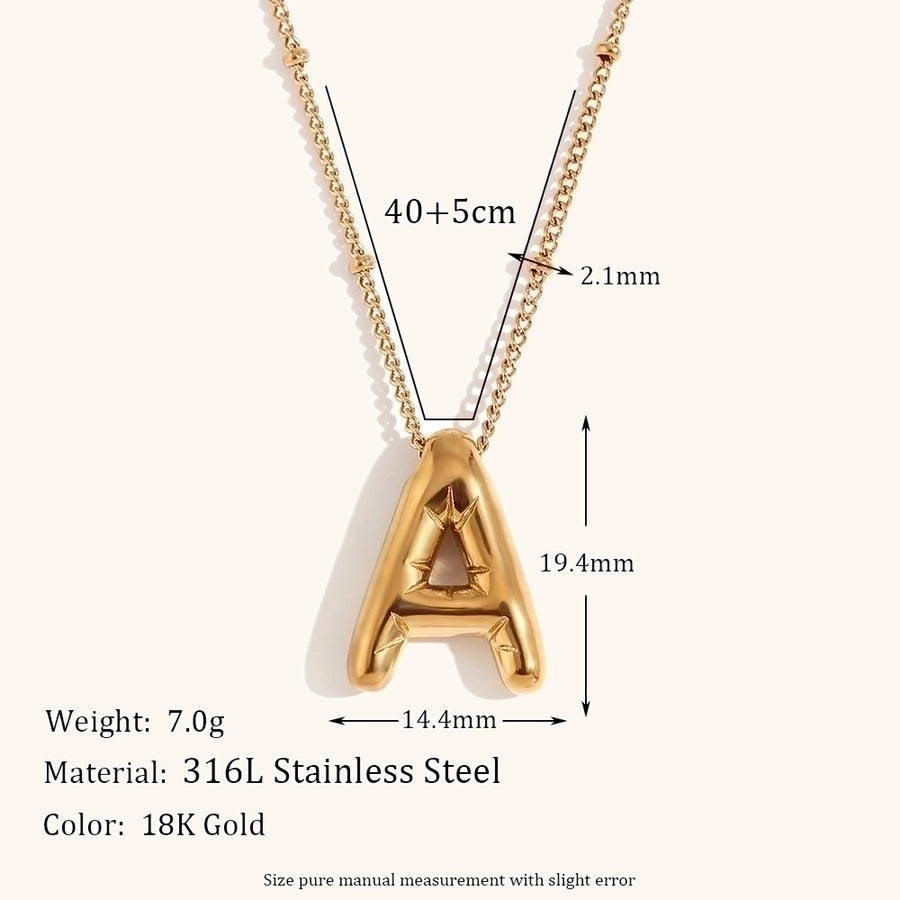 Simple Style Letter 18K Gold Plated Pendant Necklace