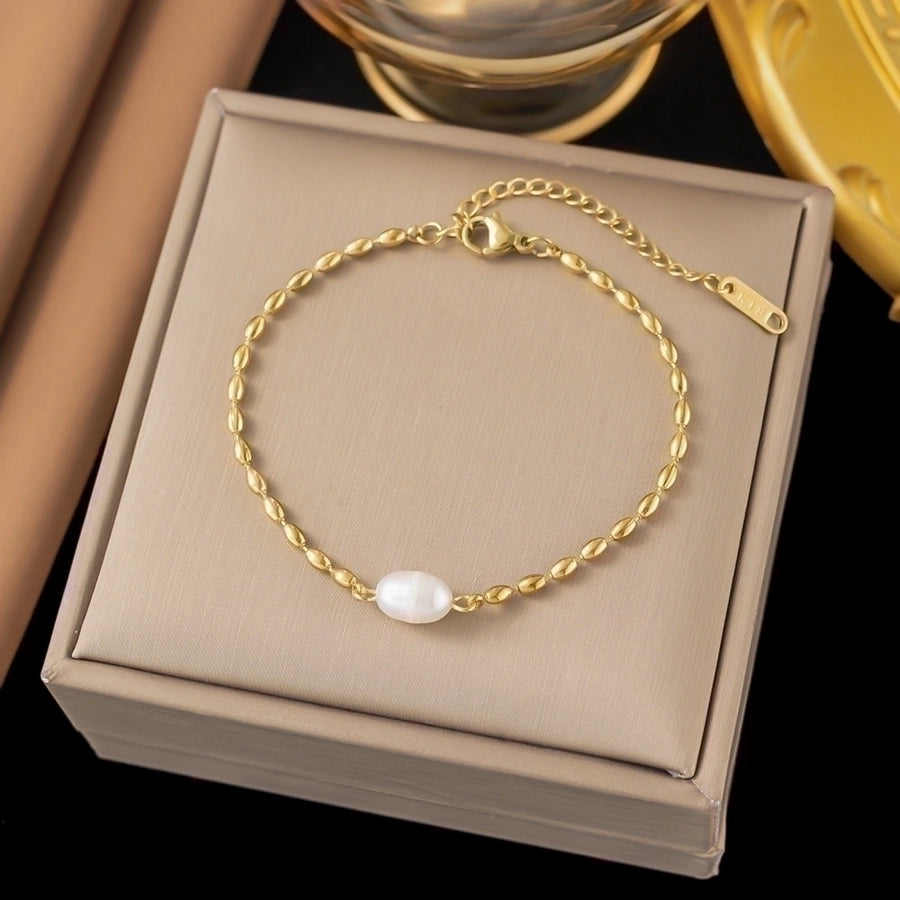 18K Gold Plated Trendy Heart Grain Bracelet Set