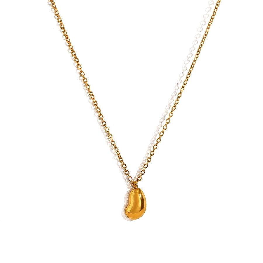 French Style 18K Gold Plated Coffee Beans Pea Pendant Necklace