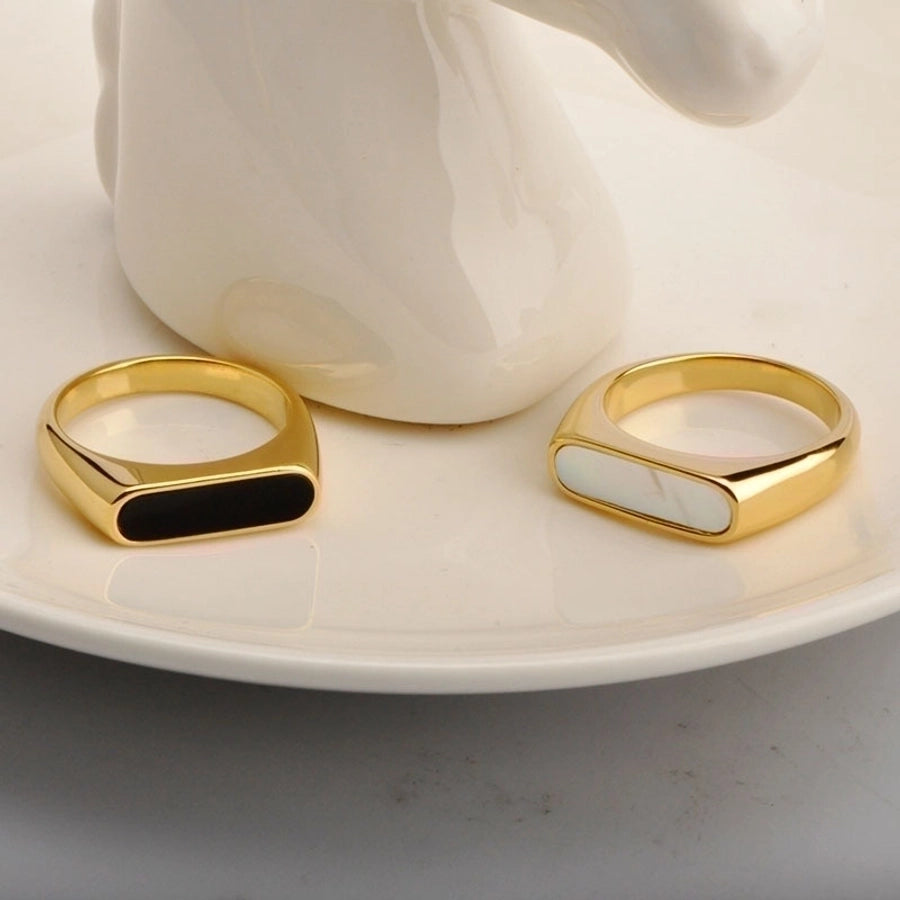 Jewelry Simple Style Geometric Titanium Steel Shell 18K Gold Plated Plating Inlay Rings