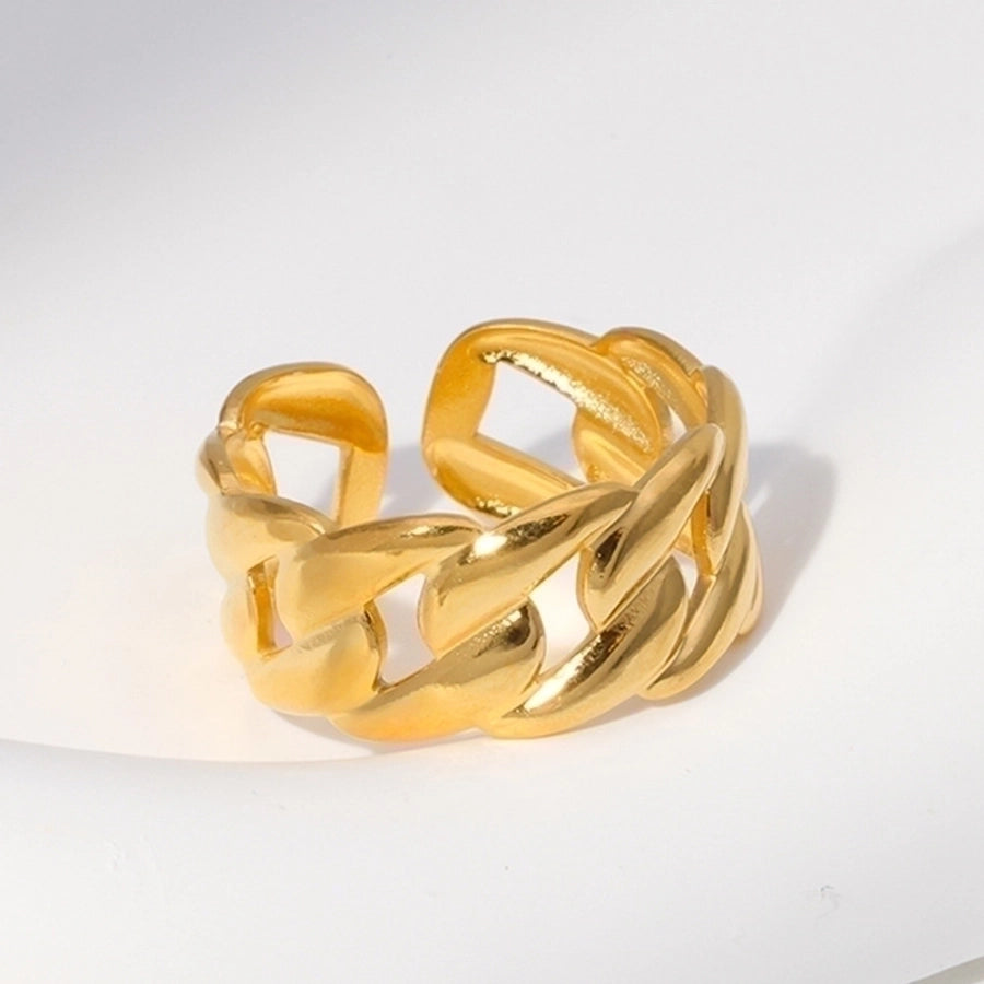 Modern Reticulated 18K Gold Plated Open Ring