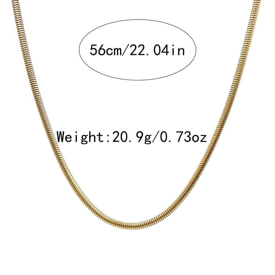 Classic 14K Gold Plated Rectangle Chain Choker Necklace