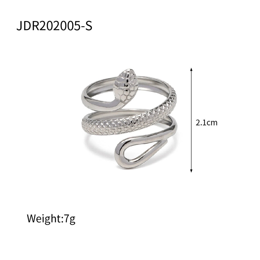 Jewelry Fashion Snake 304 Stainless Steel 18K Gold Plated Plating Open Ring