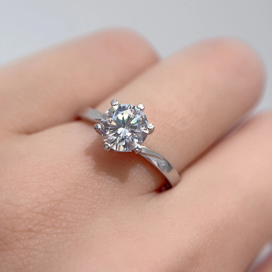 925 Sterling Silver Moissanite Zircon O-Shape Rings