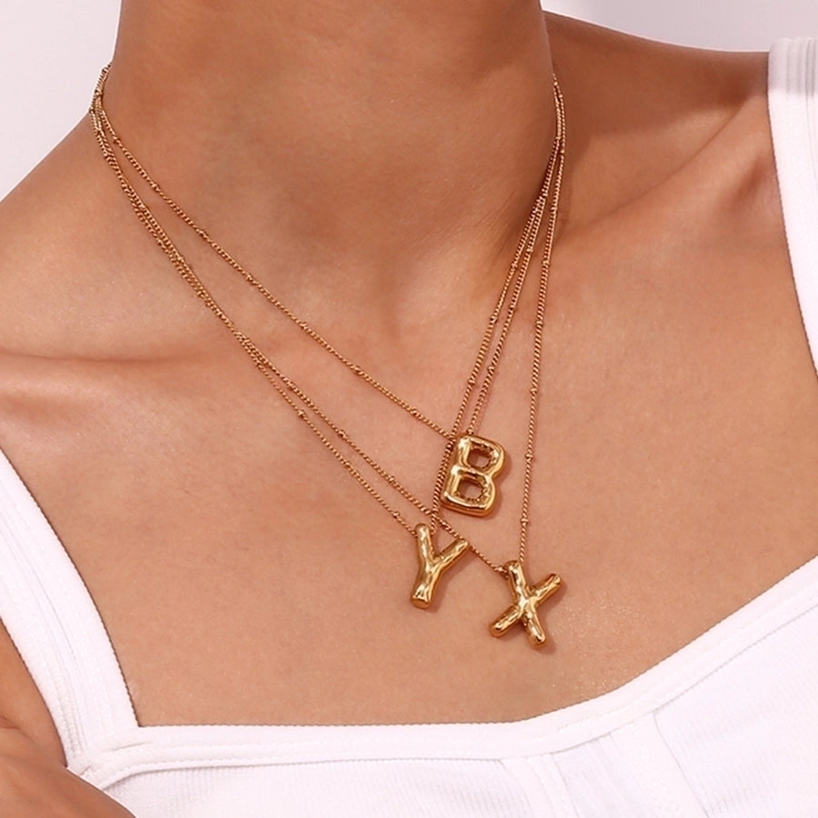 Simple Style Letter 18K Gold Plated Pendant Necklace