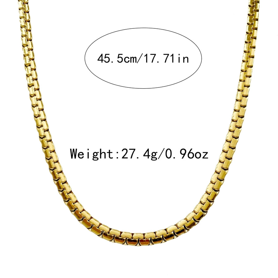 Classic 14K Gold Plated Rectangle Chain Choker Necklace