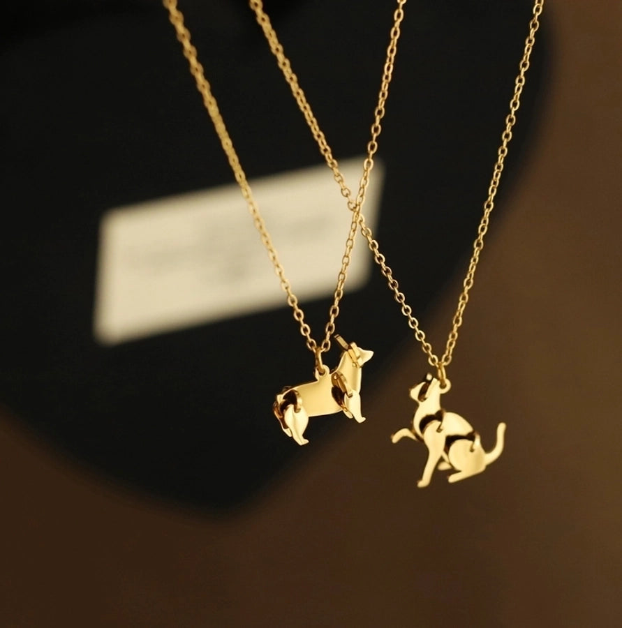 Simple Gold Cat Pendant/Dog Pendant Necklace