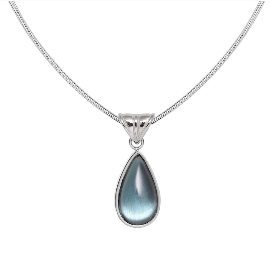 18K Gold Plated Simple Style Water Droplets Stone Necklace