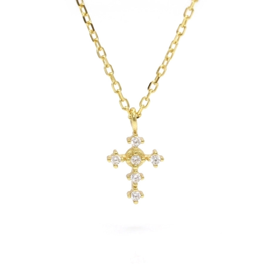 925 Sterling Silver Zircon Plating Inlay Cross Pendant Necklace