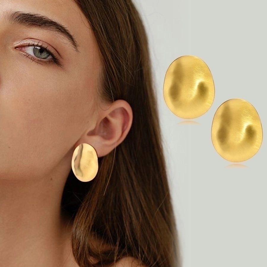 Oval Plating 18K Gold Plated Ear Studs