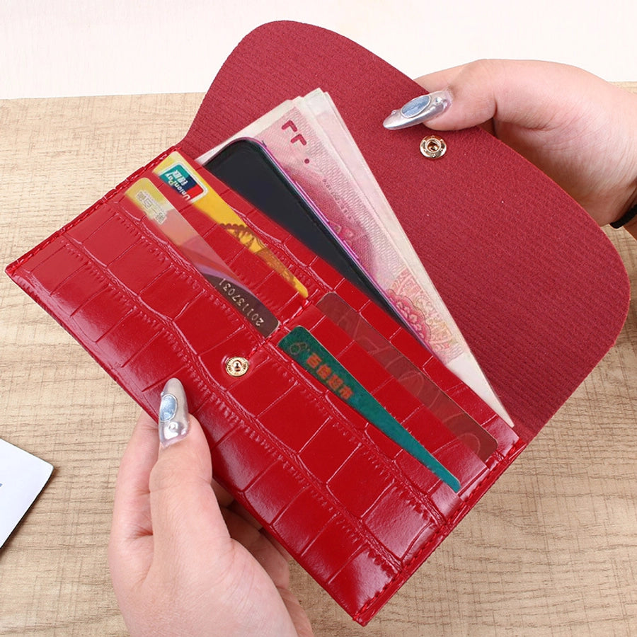 Women's Solid Color Pu Leather Lock Flip Cover Wallets