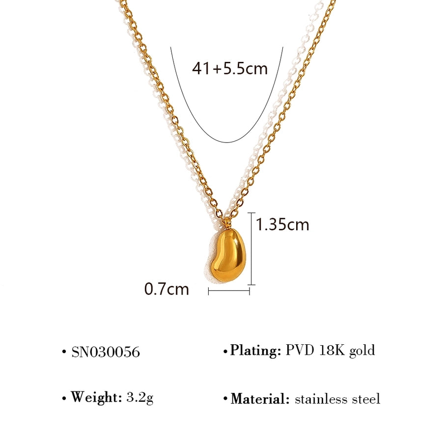 French Style 18K Gold Plated Coffee Beans Pea Pendant Necklace