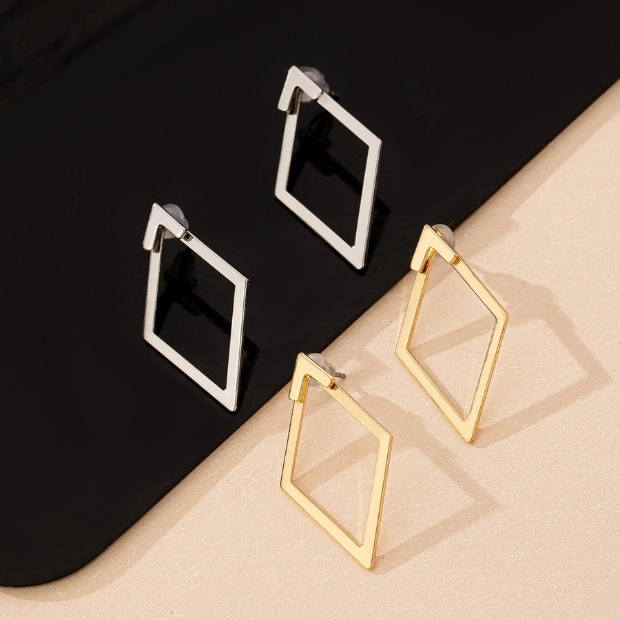 Elegant Rhombus Iron Ear Studs