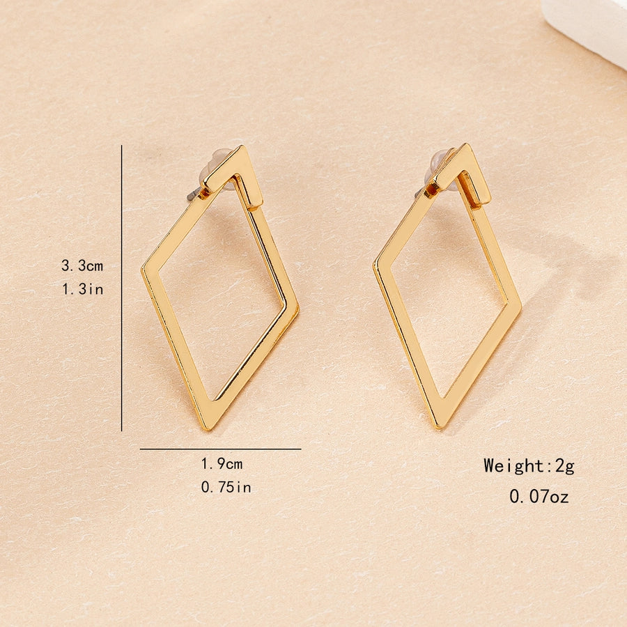 Elegant Rhombus Iron Ear Studs