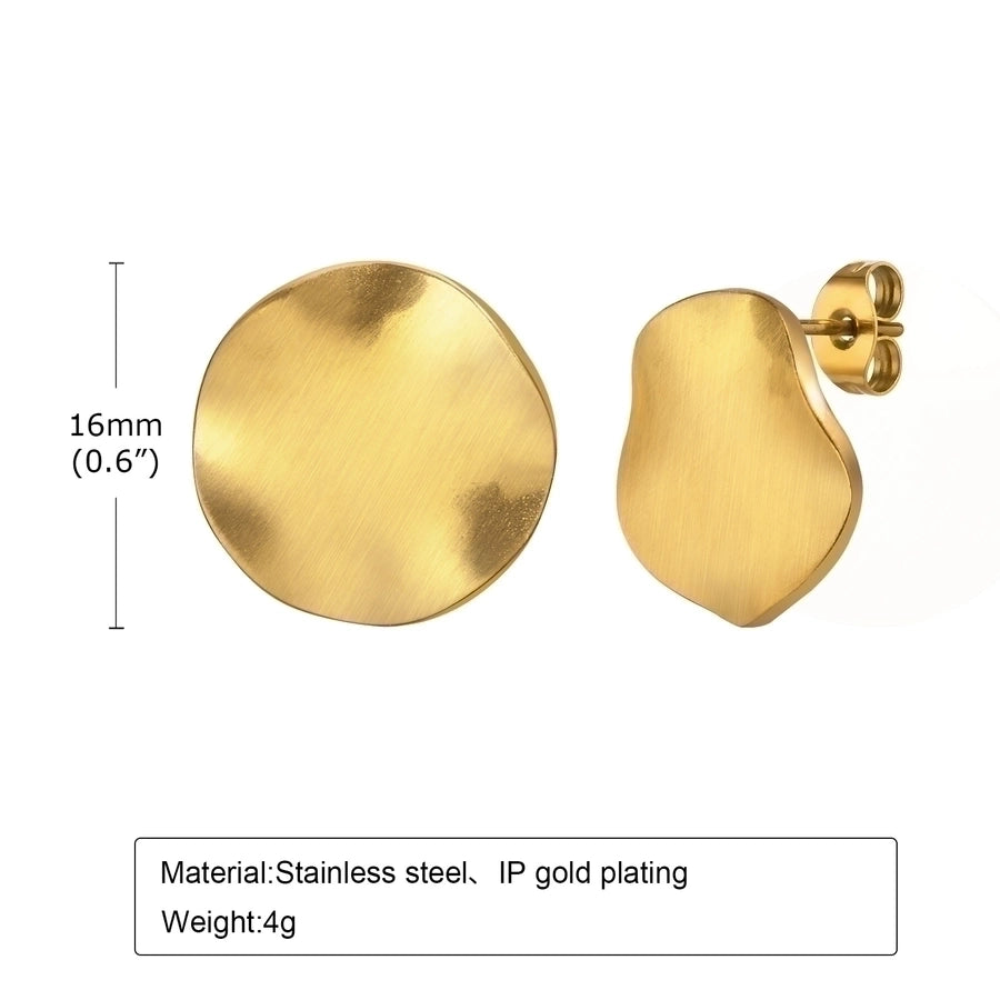 Oval Plating 18K Gold Plated Ear Studs