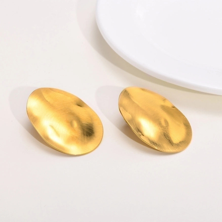 Oval Plating 18K Gold Plated Ear Studs