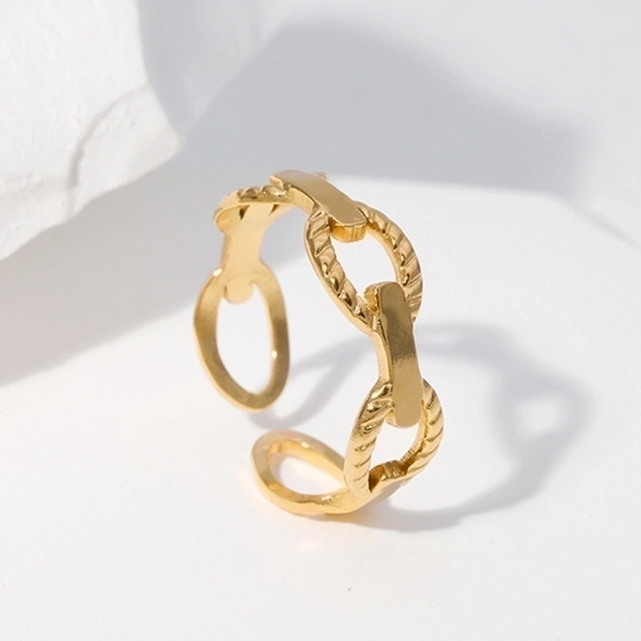 Modern Reticulated 18K Gold Plated Open Ring