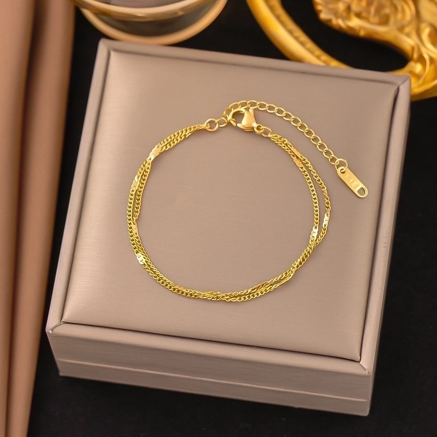 18K Gold Plated Trendy Heart Grain Bracelet Set