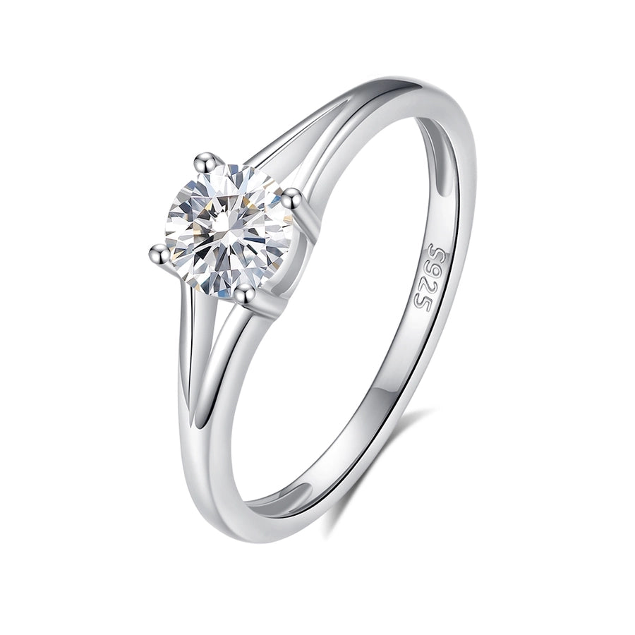 925 Sterling Silver Moissanite Zircon O-Shape Open Rings